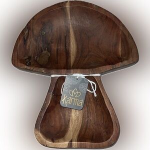 Karma acacia wood mushroom shaped serving bowl-NWT